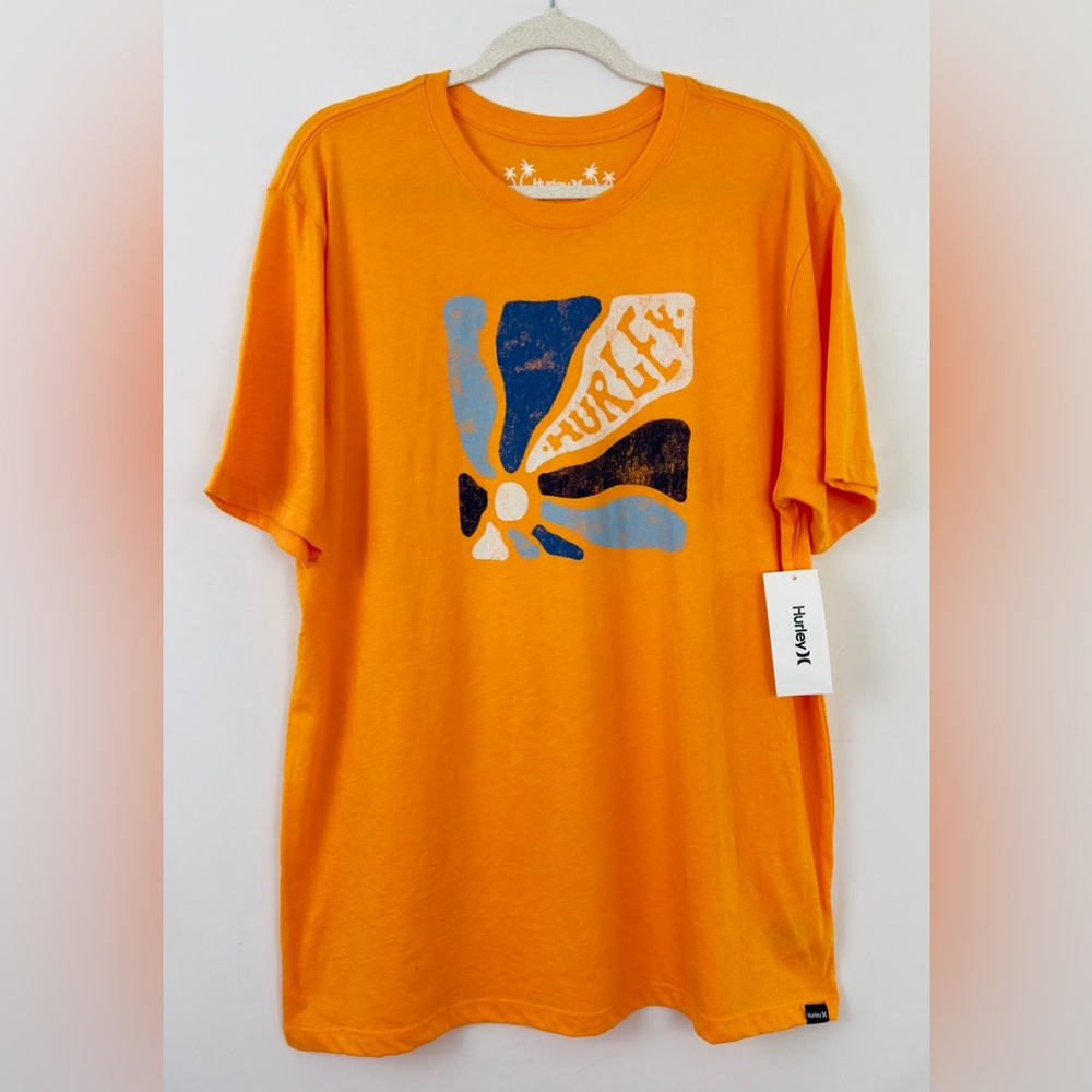Men’s Hurley Everyday Sunflower Orange Ultra Soft Short Sleeve T-Shirt L…